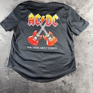 AC/DC For Those About‎ To Rock Baseball Jersey Black Mesh Shirt Mens Medium